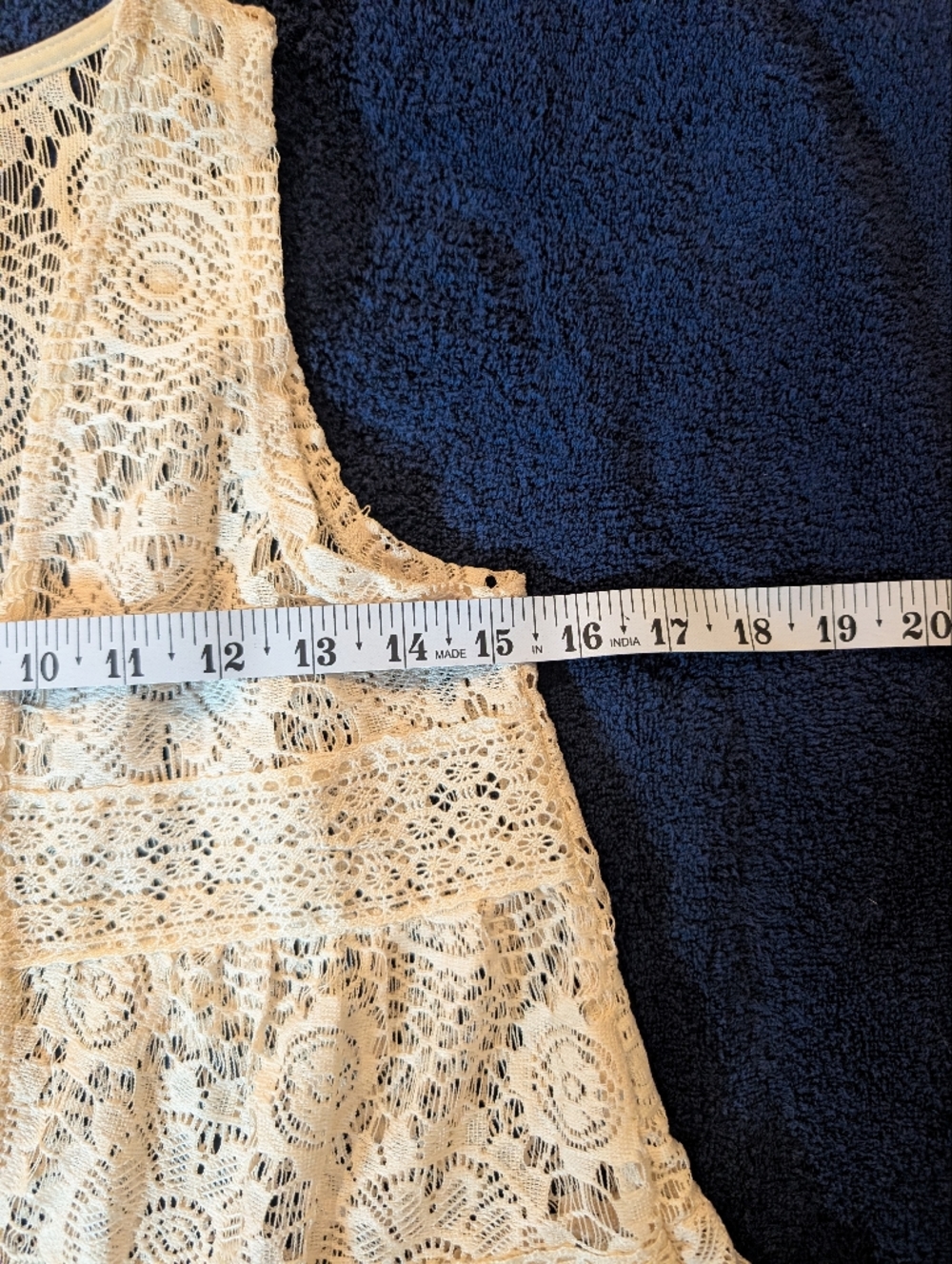 Cream Crochet Lace open Vest Cardigan Boho Festival Cottagecore coquette - Picture 7 of 7